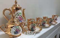 Eastern European Tea/Coffee Set Madonna for 6. Gold Plated Set