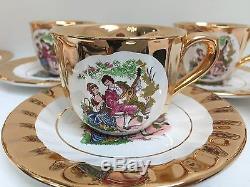 Eastern European Tea/Coffee Set Madonna for 6. Gold Plated Set