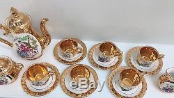 Eastern European Tea/Coffee Set Madonna for 6. Gold Plated Set