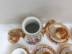 Eastern European Tea/Coffee Set Madonna for 6. Gold Plated Set