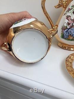 Eastern European Tea/Coffee Set Madonna for 6. Gold Plated Set