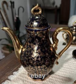 Echt Kobalt Bavarian Porcelain Tea/Coffee Set Kobalt Blue With 24kt Gold Trim VTG