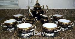 Echt Weimar 20003 Kobalt KATHARINA Cobalt & Gold Coffee Teapot Set Cups Saucers