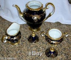 Echt Weimar 20003 Kobalt KATHARINA Cobalt & Gold Coffee Teapot Set Cups Saucers