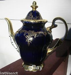 Echt Weimar 20003 Kobalt KATHARINA Cobalt & Gold Coffee Teapot Set Cups Saucers