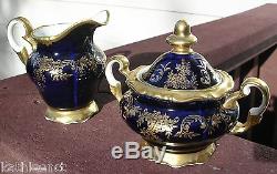 Echt Weimar 20003 Kobalt KATHARINA Cobalt & Gold Coffee Teapot Set Cups Saucers