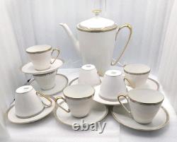 Edelstein Bavaria China Tea Pot & 8 Cup And Saucers Set. Gold Trim With Gray