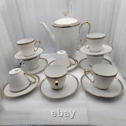 Edelstein Bavaria China Tea Pot & 8 Cup And Saucers Set. Gold Trim With Gray