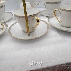 Edelstein Bavaria China Tea Pot & 8 Cup And Saucers Set. Gold Trim With Gray