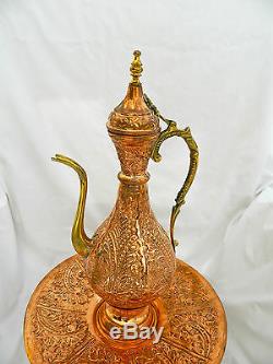 Egyptian Copper Decoration Large Tea Pot Very Unique Handmade 18 High