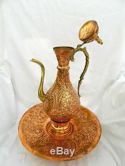 Egyptian Copper Decoration Large Tea Pot Very Unique Handmade 18 High