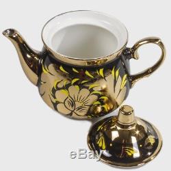Electric Samovar Teapot Tray Set US Compatible 110 V Gold Rooster Hand Painted