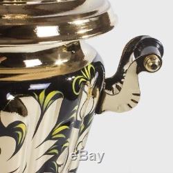 Electric Samovar Teapot Tray Set US Compatible 110 V Gold Rooster Hand Painted