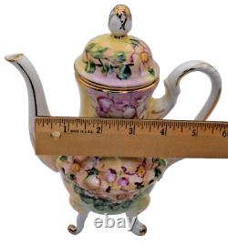 Elegant Antique Limoges France Floral Pattern Chocolate Tea Pot Set Fine China
