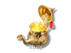Elegant Moroccan tea set six cups, a teapot, and a handmade golden tray