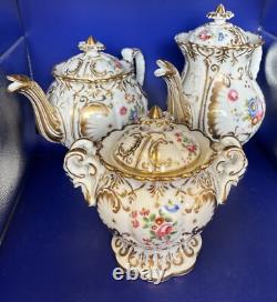 Elegant Old Paris Four Piece Hand Painted Tea Set Coffee Tea Creamer and Sugar