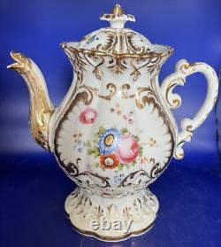 Elegant Old Paris Four Piece Hand Painted Tea Set Coffee Tea Creamer and Sugar