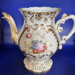 Elegant Old Paris Four Piece Hand Painted Tea Set Coffee Tea Creamer and Sugar