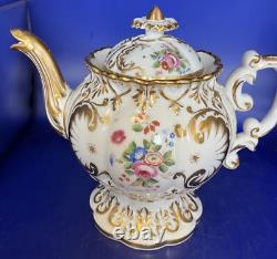 Elegant Old Paris Four Piece Hand Painted Tea Set Coffee Tea Creamer and Sugar