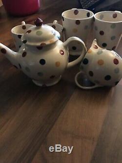 Emma Bridgewater Tea set polka dot, teapot, mugs, jug & hot choc mugs