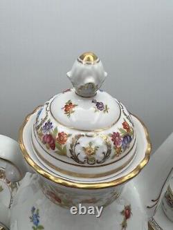 Empress Dresden Flowers Pattern Porcelain Espresso/Coffee Pot Set vintage