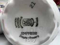 Empress Dresden Flowers Pattern Porcelain Espresso/Coffee Pot Set vintage