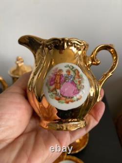 Empress by Haruta Gold Gilded Japan Tea Set Service for 5 teapot Sugar Creamer