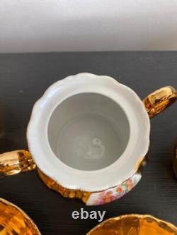 Empress by Haruta Gold Gilded Japan Tea Set Service for 5 teapot Sugar Creamer
