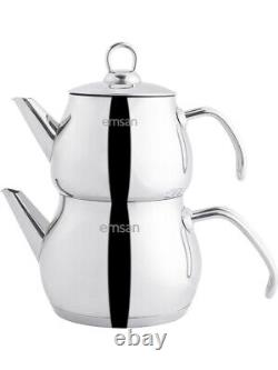 EmsanBetaStainless Steel Teapot Set /Turkish Tea Pot Set, Tea Maker, Medium Size