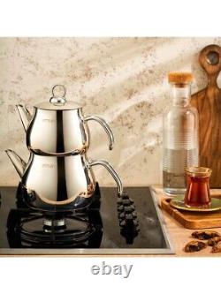 EmsanBetaStainless Steel Teapot Set /Turkish Tea Pot Set, Tea Maker, Medium Size