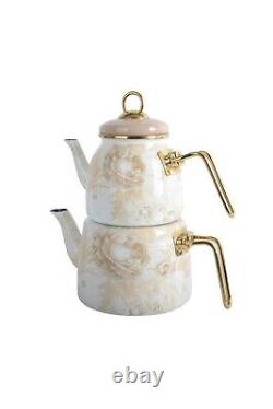 Enamel Teapot Set, Turkish Tea Pot Set, Turkish Samovar Tea Maker, Tea Kettle