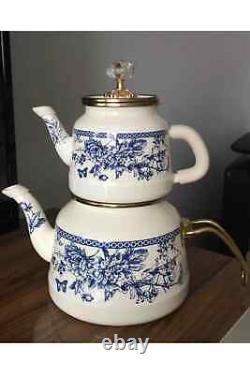 Enamel Teapot Set / Turkish Tea Pot Set, Turkish Samovar Tea Maker, Tea Kettle
