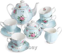 English Porcelain Tea Set Floral Vintage Style China Teapot Wedding Gift for Her