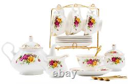 English Porcelain Tea Set Floral Vintage Style China Teapot Wedding Gift for Her