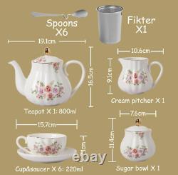 English Porcelain Tea Set Floral Vintage Style China Teapot Wedding Gift for Her