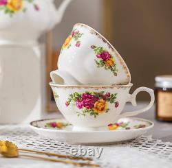 English Porcelain Tea Set Floral Vintage Style China Teapot Wedding Gift for Her