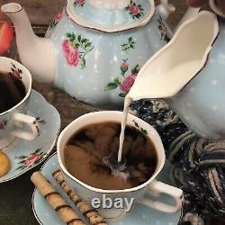 English Porcelain Tea Set Floral Vintage Style China Teapot Wedding Gift for Her
