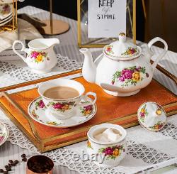 English Porcelain Tea Set Floral Vintage Style China Teapot Wedding Gift for Her