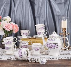 English Style Porcelain Tea Set Floral Vintage China Teapot Wedding Gift for Her