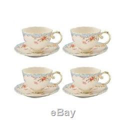 English Style Tea Set 11Pc Vintage Porcelain Gracie China Rose Teapot Coffee Cup