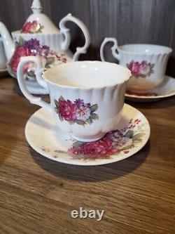 English tea store Floral Gala Porcelain Tea Set Tea Pot 5 Cups & Plates Garden