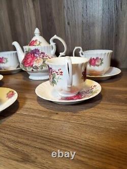 English tea store Floral Gala Porcelain Tea Set Tea Pot 5 Cups & Plates Garden