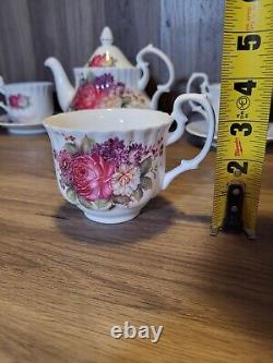 English tea store Floral Gala Porcelain Tea Set Tea Pot 5 Cups & Plates Garden