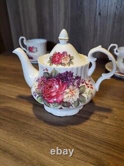 English tea store Floral Gala Porcelain Tea Set Tea Pot 5 Cups & Plates Garden