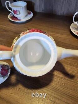 English tea store Floral Gala Porcelain Tea Set Tea Pot 5 Cups & Plates Garden