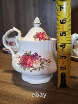 English tea store Floral Gala Porcelain Tea Set Tea Pot 5 Cups & Plates Garden