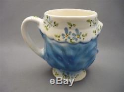 Enterprise Japan Blue Cat Figural Tea Pot Teapot 4 Cup Flower Lid & Cup Mug