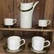 Ernest Sohn Coffee/tea Pot With 4 Cups And 4 Brass Saucers Rare Find Mid-century