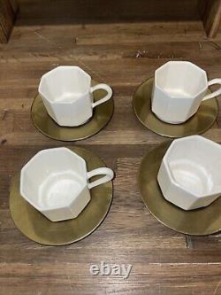 Ernest Sohn Coffee/Tea Pot With 4 Cups And 4 Brass Saucers Rare Find Mid-century