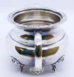 Eugen Ferner 1960 4 Piece Sterling Silver Rose Tea Pot Set with EPNS Serving Tray